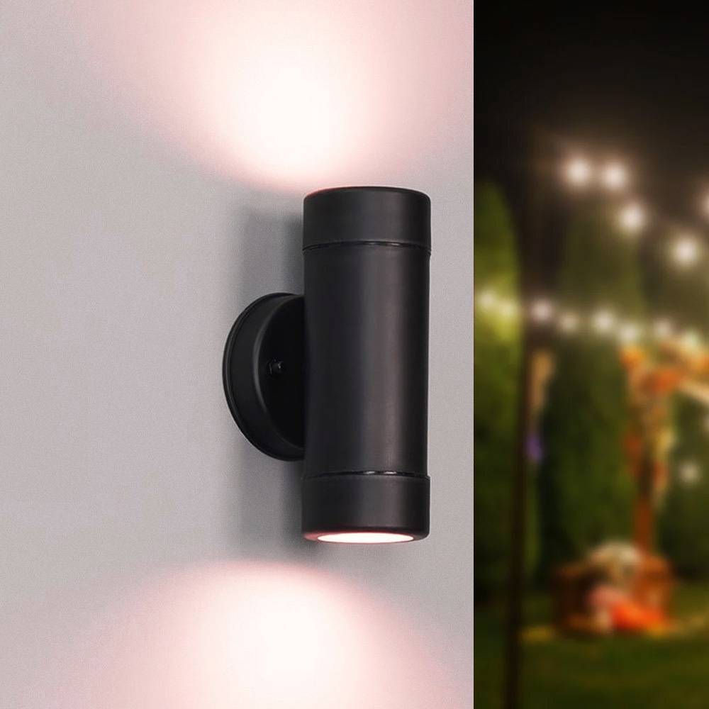 HOFTRONIC™ Otey Smart LED Wandlamp Zwart Up Down Light GU10 RGB WW Wifi Bluetooth IP44 waterdicht Voor binnen buiten Polycarbonaat