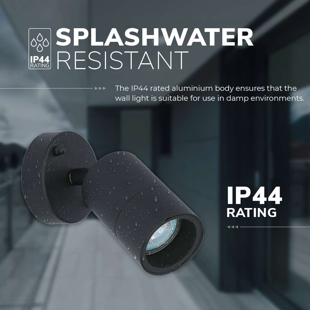 Lago kantelbare wandlamp - Dimbaar - IP44 - Incl. 6000K Daglicht wit GU10 spotje - Spotlight voor binnen en buiten - Geschikt als wandspot en plafonds