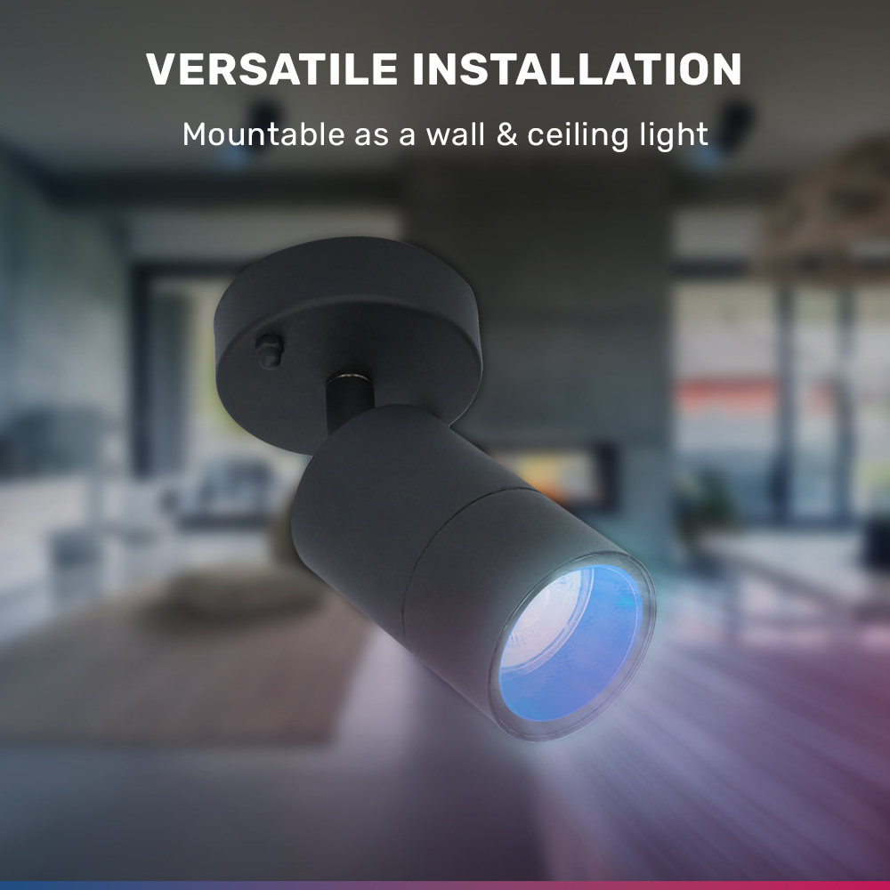 Set van 2 Lago kantelbare wandlampen - Smart - IP44 - Incl. RGBWW GU10 spotje - 4,5 Watt 350 lumen - WiFi & Bluetooth - Spotlight voor binnen en buite