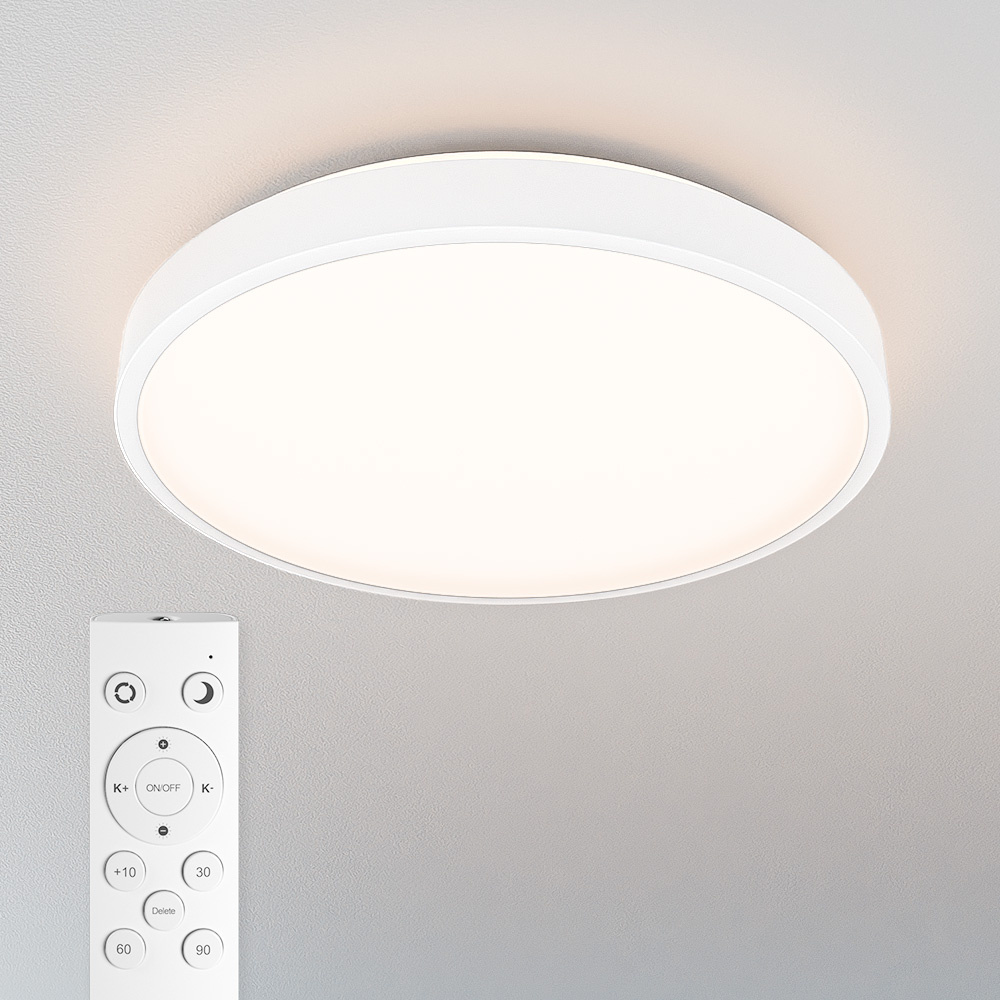 HOFTRONIC™ Badkamer plafondlamp wit - IP44 waterdicht - 18W 1800 lumen (100lm/w) - CCT lichtkleur instelbaar (3000K, 4000K & 6500K) - Incl. Afstandsbediening - Ø30 cm - LED Plafond