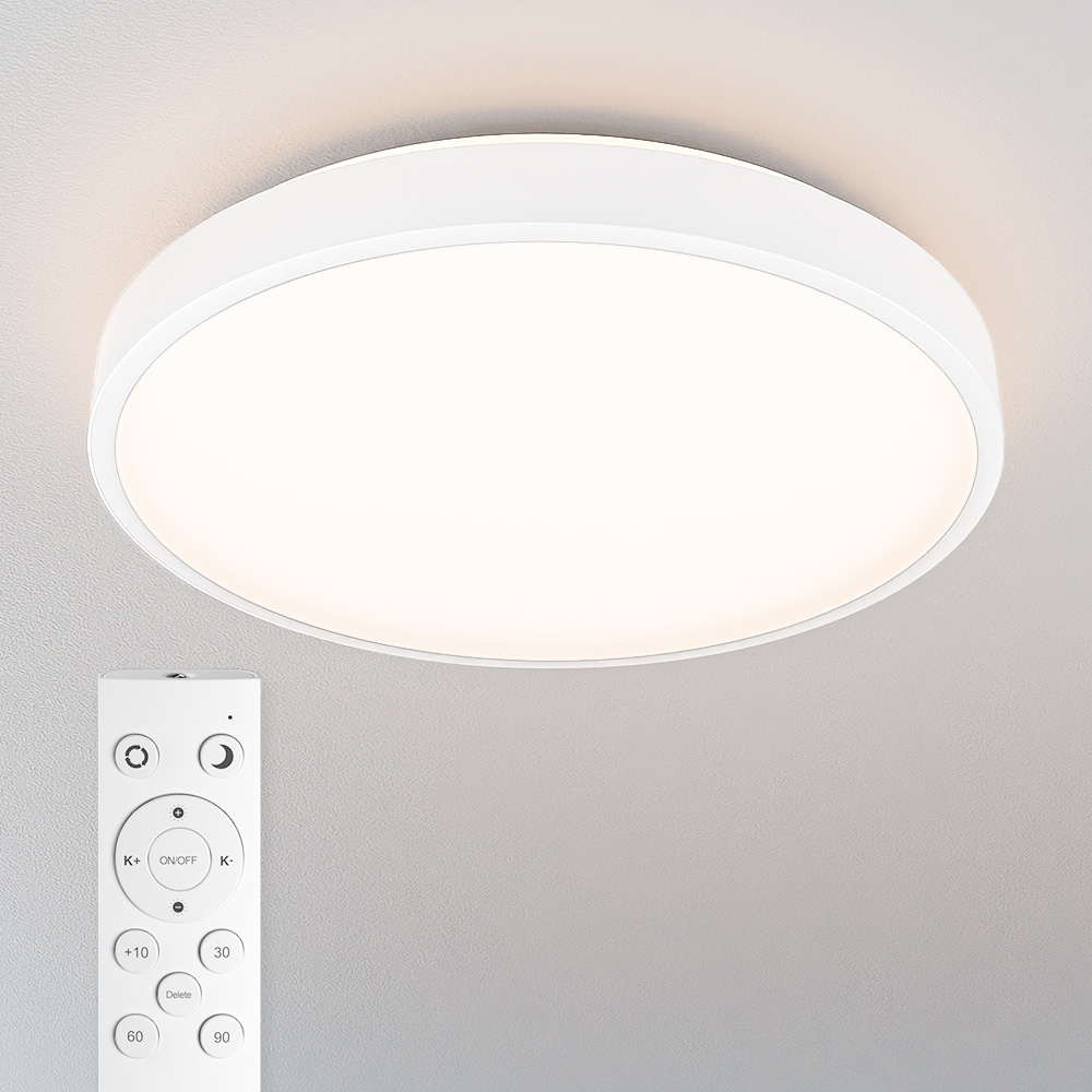 HOFTRONIC™ LED Plafondlamp wit - IP44 waterdicht - 24W 2600 lumen (108lm/w) - CCT lichtkleur instelbaar (3000K, 4000K & 6500K) - Incl. Afstandsbediening - Ø35 cm