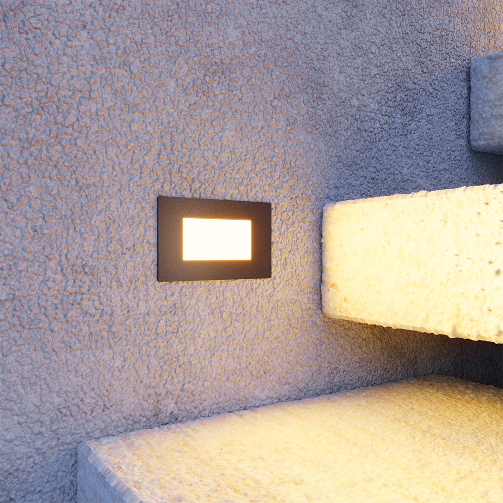 Dillon LED Recessed Wall Light Black 3W 340lm 3000K IP54