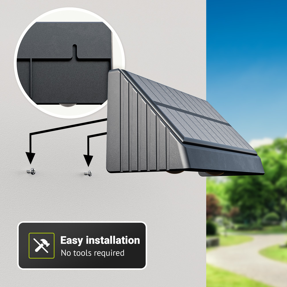 4x Mikey - Solar LED Wandlamp - Downlight - 2-Lichts - 3000K warmwit licht - Zwart - IP54-waterdicht