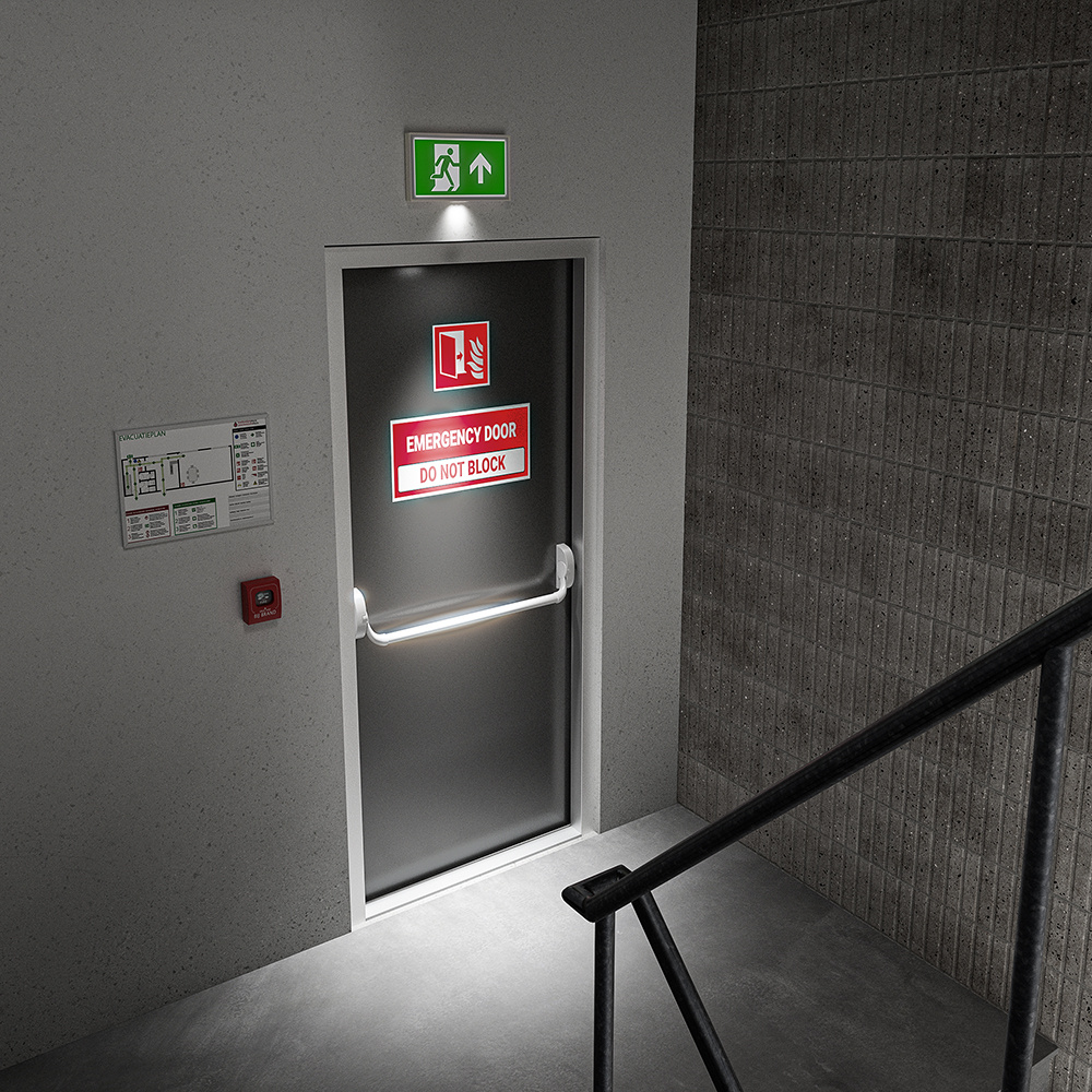 Macer - LED Noodverlichting met Accu - 3,5 Watt 100 Lumen - Wandmontage - Autotest-functie & Testknop - 6500K Daglicht Wit Licht - Nooduitgang Bord afbeelding