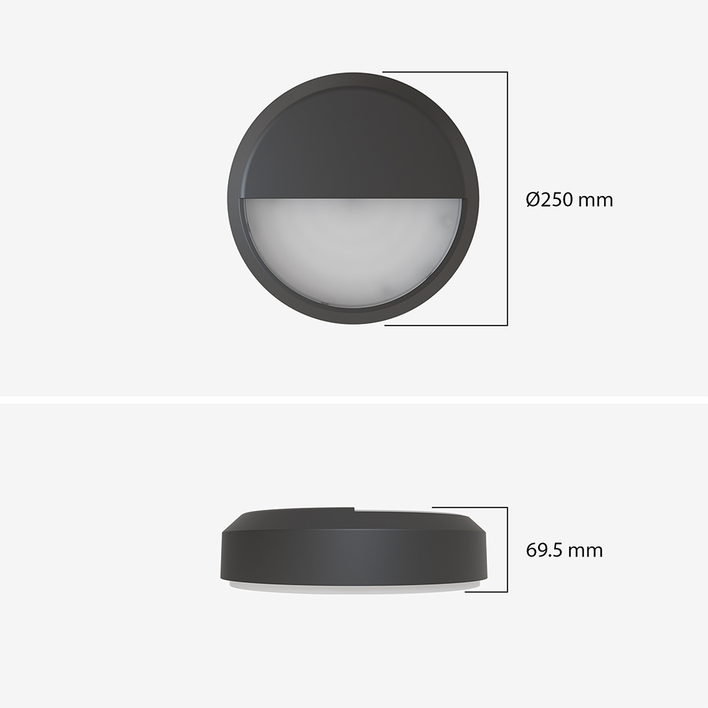 Pulsa - LED Bulkhead Rond - Incl. Zwart Ooglid - CCT Lichtkleur instelbaar (3000K, 4000K, 6500K)- 6,6-11,5 Watt 800-1400 Lumen - IP66 waterdicht - Ø25