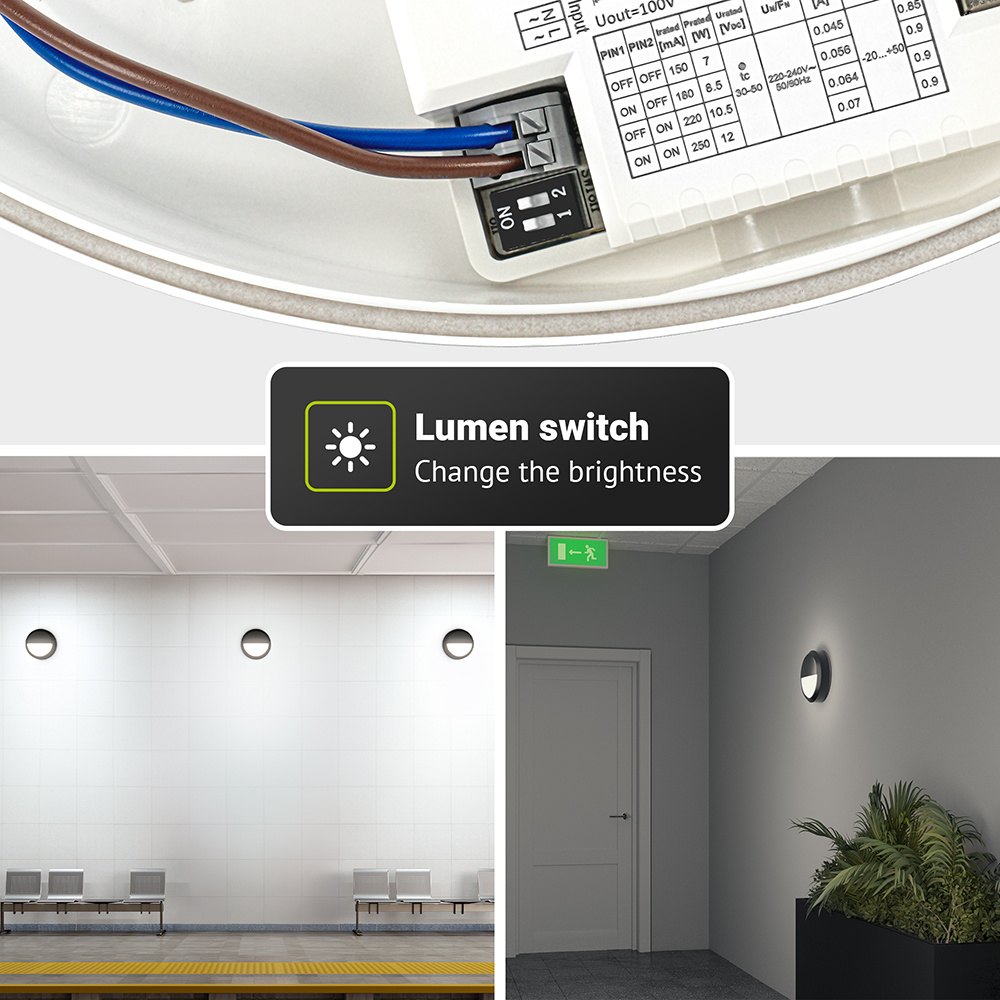 Pulsa - LED Bulkhead Rond - Incl. Zwart Ooglid - CCT Lichtkleur instelbaar (3000K, 4000K, 6500K)- 6,6-11,5 Watt 800-1400 Lumen - IP66 waterdicht - Ø25