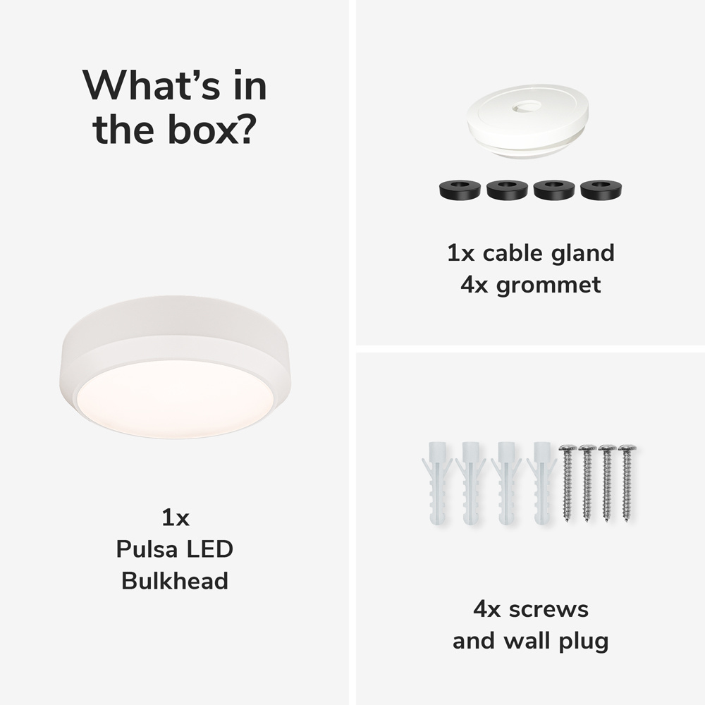 Pulsa - LED Bulkhead Rond - Wit - Bewegingssensor - CCT Lichtkleur instelbaar (3000K, 4000K, 6500K)- 6,6-11,5W 800-1400 Lumen - IP66 waterdicht - Ø25