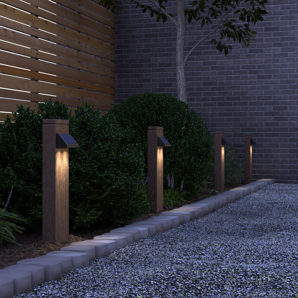4x Mikey - Solar LED Wandlamp - Downlight - 2-Lichts - 3000K warmwit licht - Zwart - IP54-waterdicht