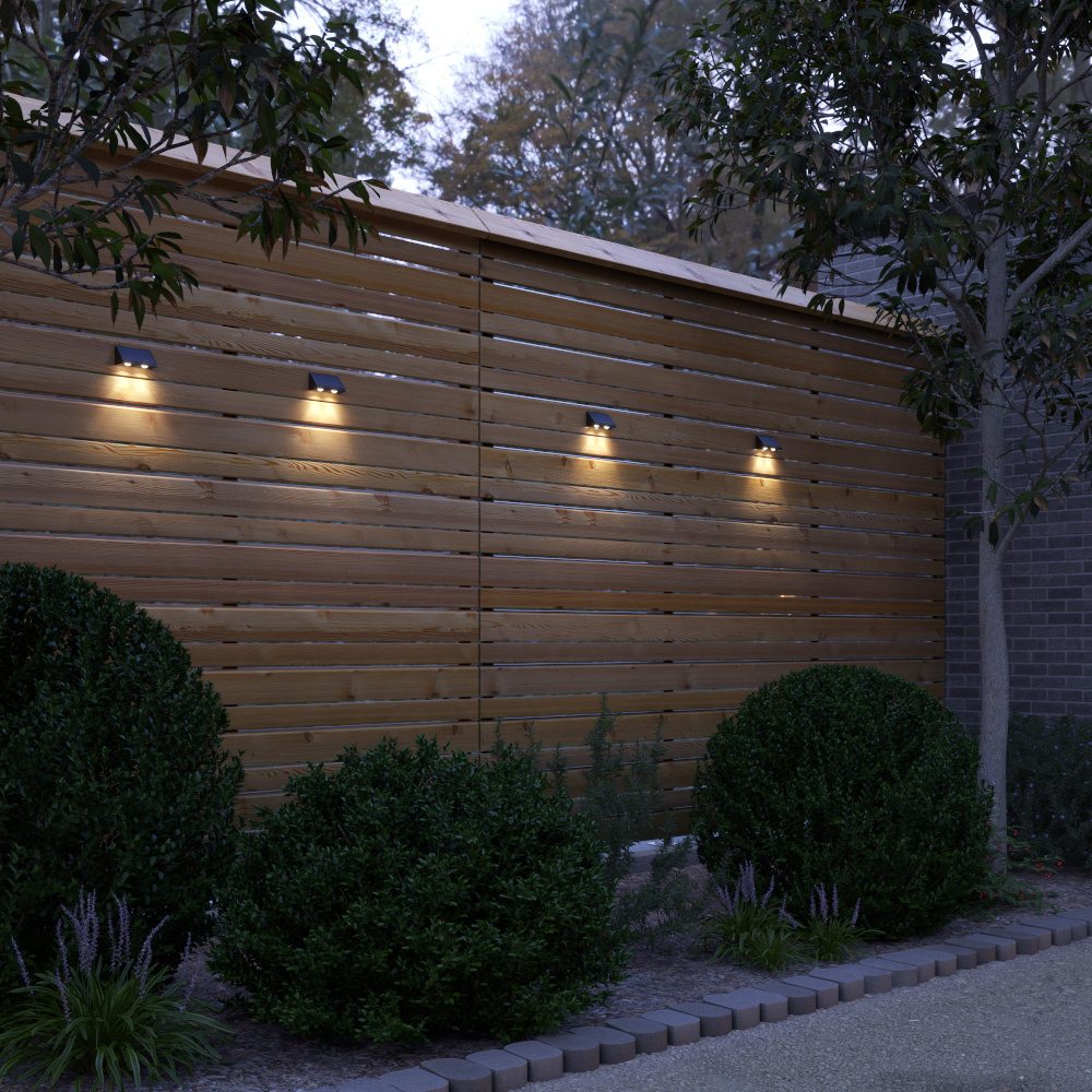 4x Mikey - Solar LED Wandlamp - Downlight - 2-Lichts - 3000K warmwit licht - Zwart - IP54-waterdicht