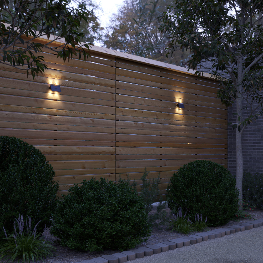 2x Roby - Solar LED Wandlamp - Up & Downlight - 2 Lichtstanden - 4-Lichts - 3000K warmwit licht - Zwart - IP54-waterdicht