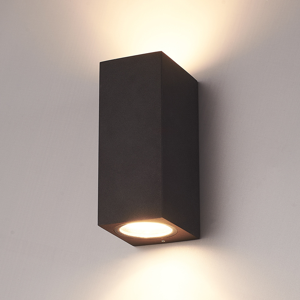 4x Selma - LED Wandlamp Zwart - Up & Down Light - Dimbaar - IP44 waterdicht - Excl. GU10 lichtbronnen - Voor binnen & buiten - Wandspot - Polycarbonaa