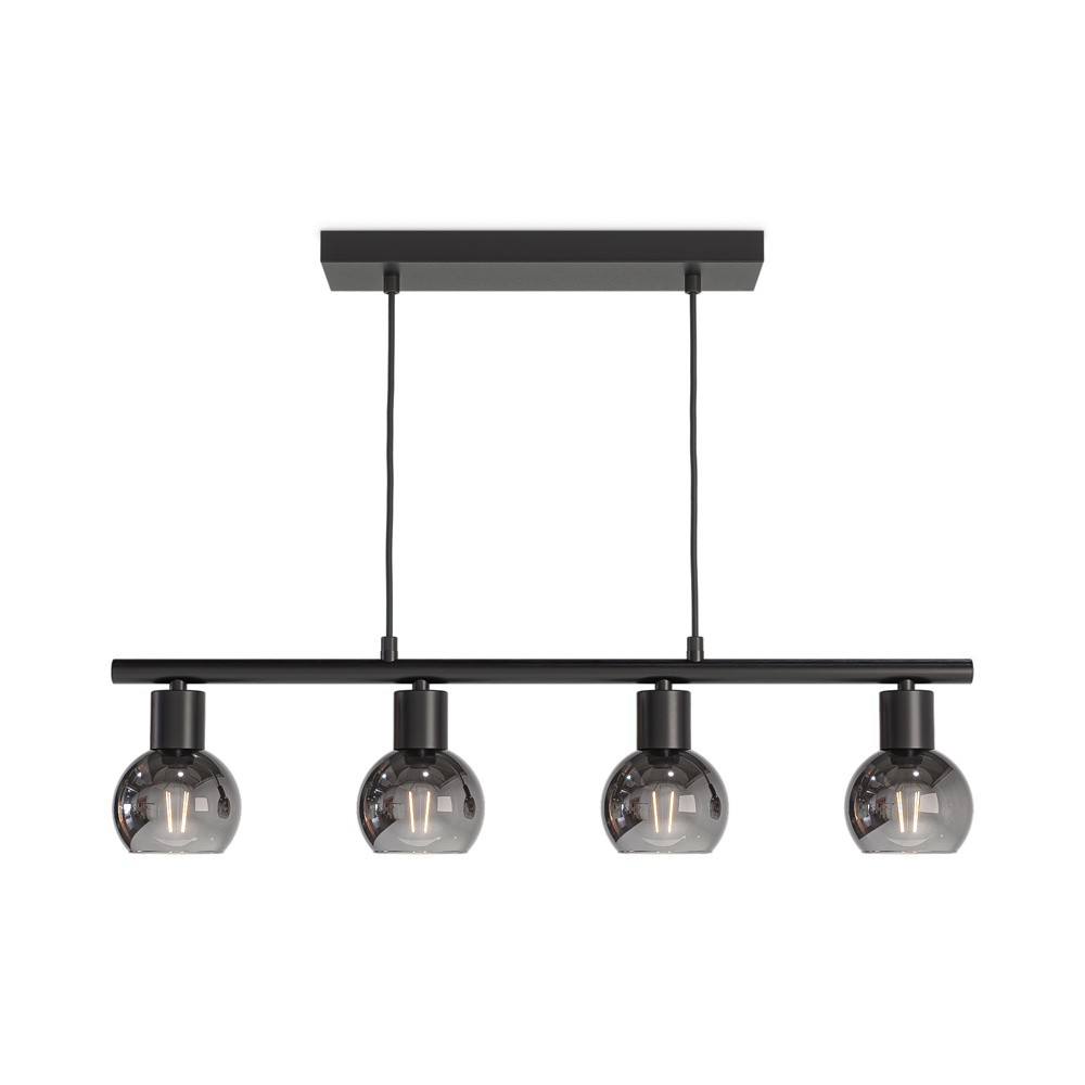 HOFTRONIC™ Glazura LED Hanglamp Smoke Glas 4 spots E14 Zwart IP20 Hanglamp Bollen