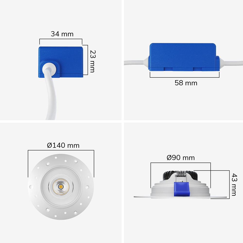 6x Lugo LED - Trimless Spots - Inbouwspot Wit - Dimbaar - 5 Watt 450 Lumen - 2700K Warm Wit Licht - Kantelbaar - IP65 - Voor Binnen & Buiten