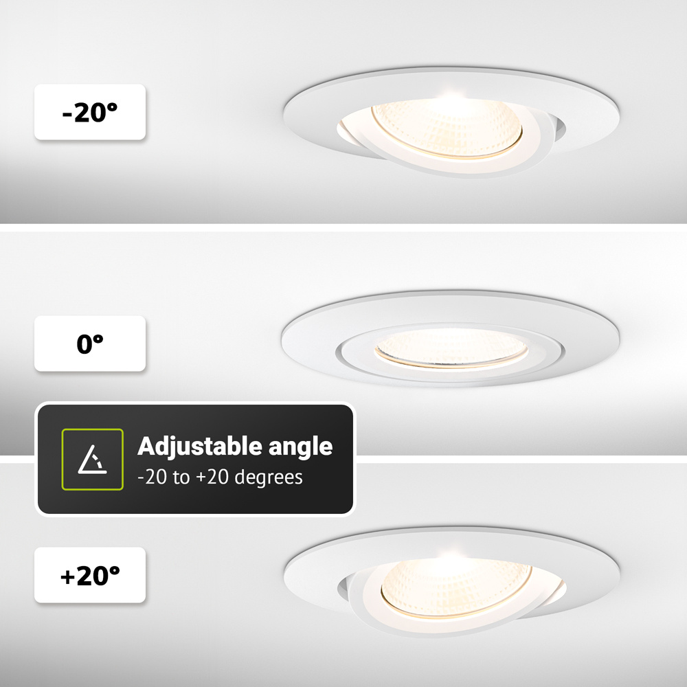 6x Lugo LED Inbouwspots - Wit - Dimbaar - 5 Watt 450 Lumen - 2700K Warm Wit Licht - Kantelbaar - IP65 - Voor Binnen & Buiten