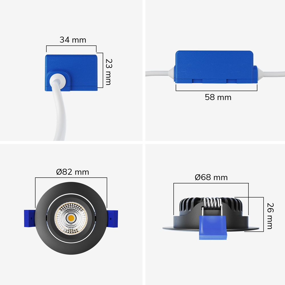 3x Lugo LED Inbouwspots - Zwart - Dimbaar - 5 Watt 450 Lumen - 2700K Warm Wit Licht - Kantelbaar - IP65 - Voor Binnen & Buiten