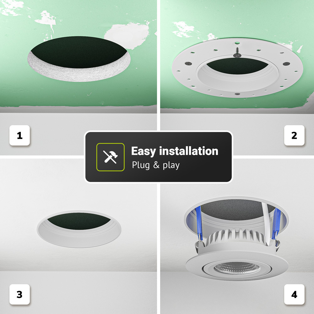 6x Lugo LED - Trimless Spots - Inbouwspot Wit - Dimbaar - 5 Watt 450 Lumen - 2700K Warm Wit Licht - Kantelbaar - IP65 - Voor Binnen & Buiten