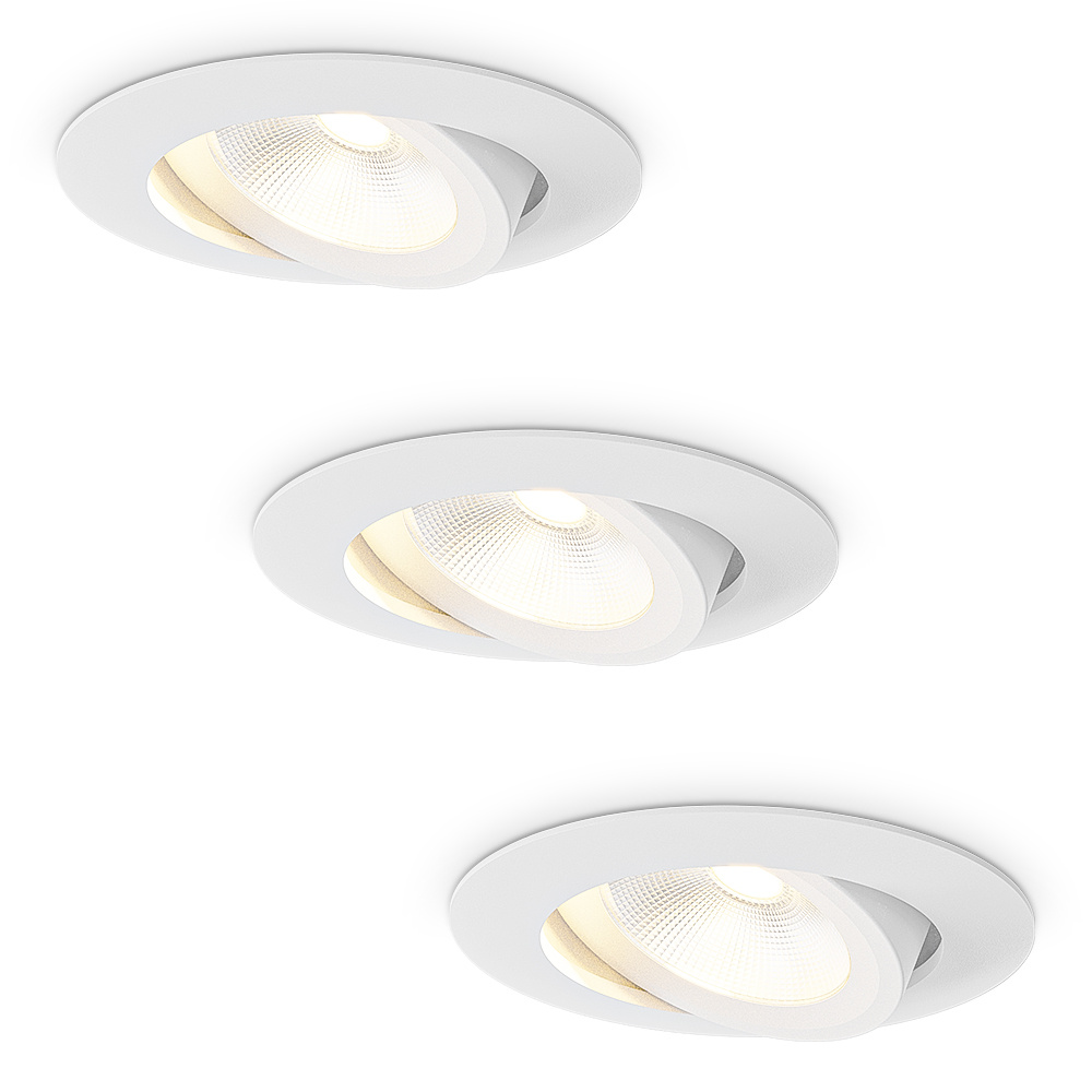 HOFTRONIC™ 3x Lugo LED Inbouwspots Wit Dimbaar 5 Watt 450 Lumen 2700K Warm Wit Licht Kantelbaar IP65 Voor Binnen Buiten