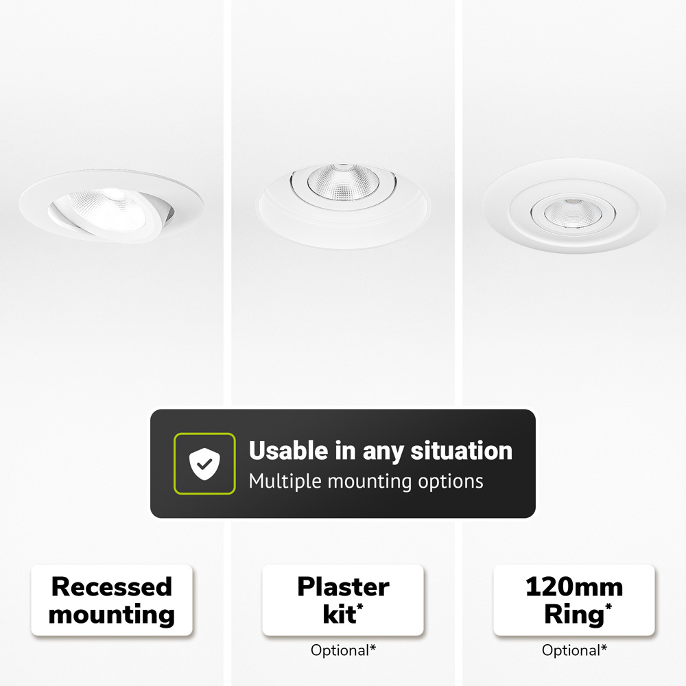 3x Lugo LED Inbouwspots - Wit - Dimbaar - 5 Watt 450 Lumen - 2700K Warm Wit Licht - Kantelbaar - IP65 - Voor Binnen & Buiten
