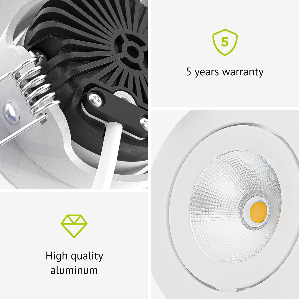 Lugo LED Inbouwspot - Wit - Dimbaar - 5 Watt 450 Lumen - 2700K Warm Wit Licht - Kantelbaar - IP65 - Voor Binnen & Buiten