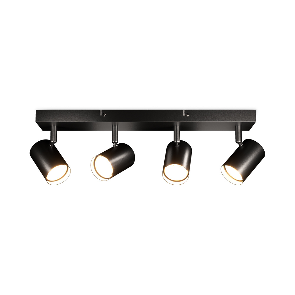 HOFTRONIC™ Lark - LED Plafondlamp - 4 spots - Excl. GU10-spots - Kantelbaar & Draaibaar - Dimbaar - IP20-stofdicht - Zwart