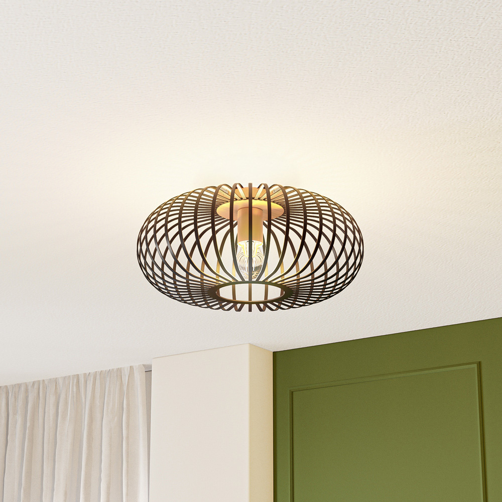 Cosmos - LED Plafondlamp - Dimbaar - E27 Fitting - Zwart met Goud afbeelding