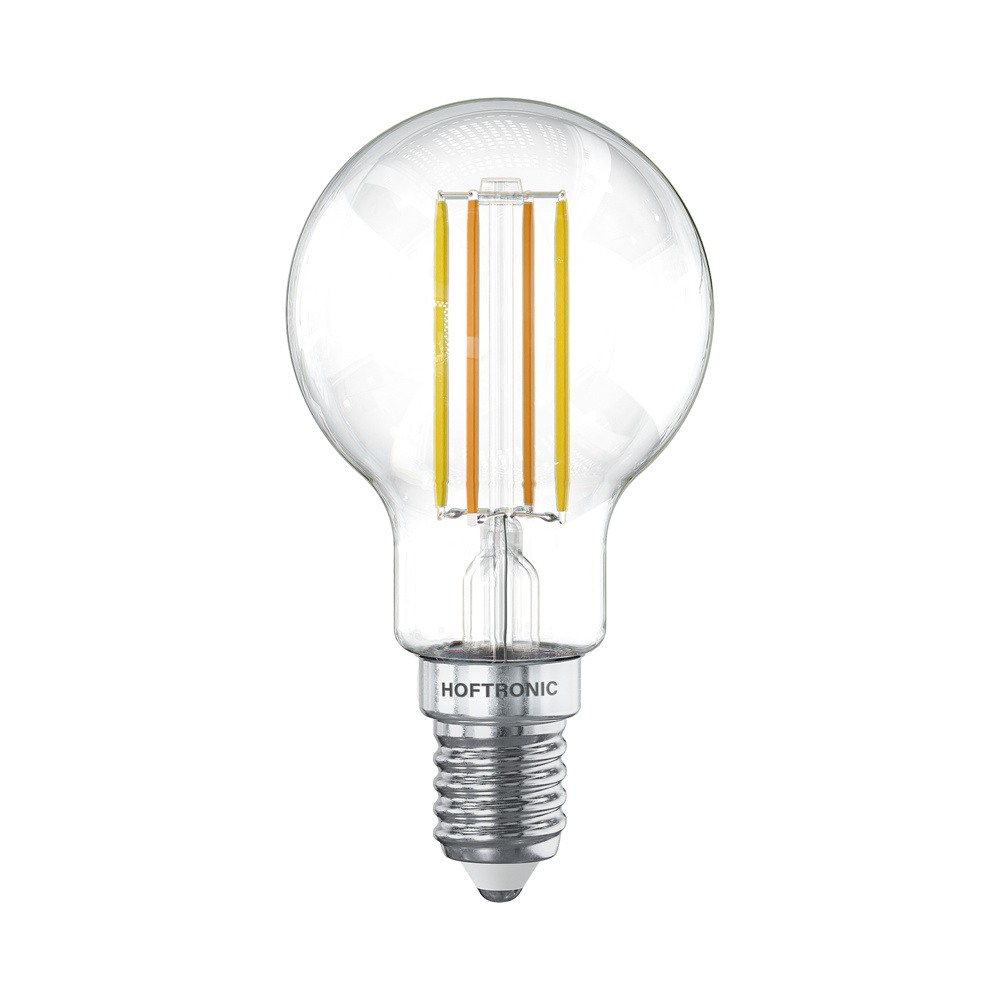 HOFTRONIC SMART Smart WiFi LED Filament lamp E14 Fitting 4,9 Watt 470 Lumen P45 E14 fitting Zilveren fitting 1800 3000K Dimbaar Smart Gloeilamp