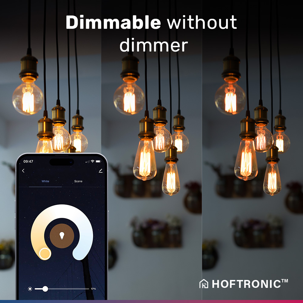 Smart E27 LED Filament Lamp - 7 Watt 806 lumen - ST64 Amberkleurig glas - 1800-3000K Dimbaar - Edison lamp