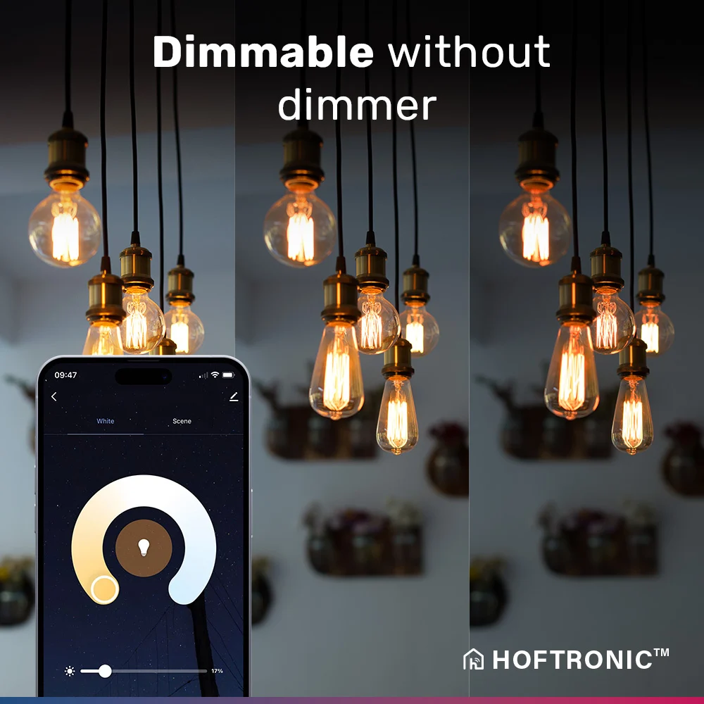 Smart WiFi LED Filament lamp - E14 Fitting - 4,9 Watt 470 Lumen - P45 - E14 fitting - Zilveren fitting - 1800-3000K Dimbaar - Smart Gloeilamp