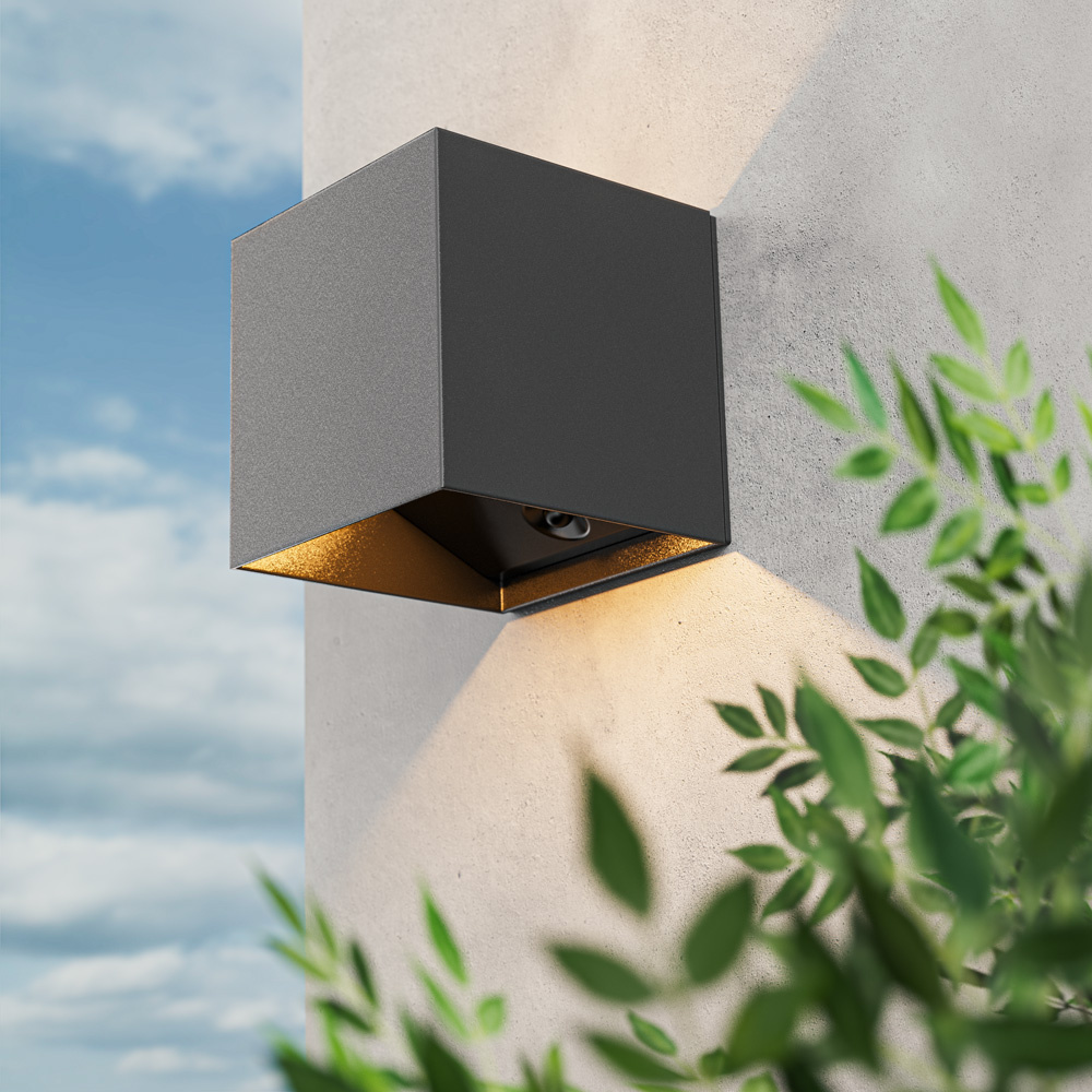 2-pack - Kansas wandlamp op batterijen - Zwart - IP44 Binnen & buiten - 3000K warmwit licht - Up & Down - USB oplaadbare wandlamp - grote accu - Incl