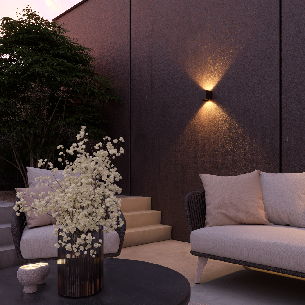Kansas wandlamp op batterijen - Zwart - IP44 Binnen & buiten - 3000K warmwit licht - Up & Down - USB oplaadbare wandlamp - grote accu - Incl. Bewegin