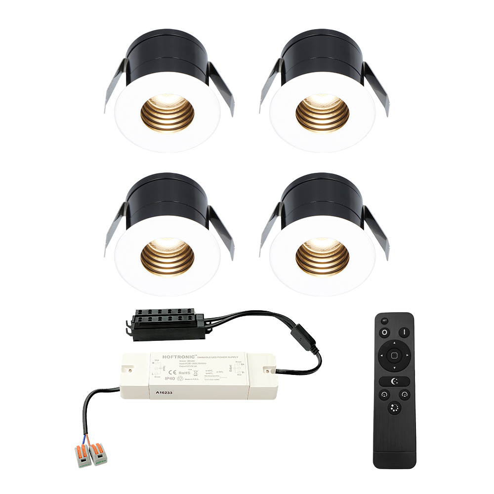 HOFTRONIC™ 4x Betty witte LED Inbouwspots complete set Dimbaar 12V 3 Watt Veranda verlichting voor binnen en buiten 2700K warm wit