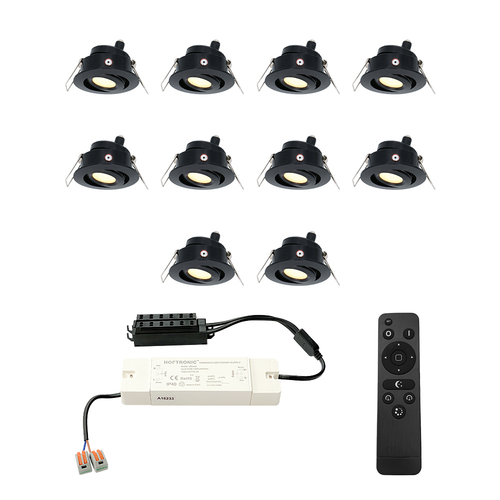 Sienna - 10x inbouwspots veranda - Dimbaar LED - Complete set met afstandsbediening - Kantelbaar - Plug & Play - 12 Volt 3 watt - 2700K 200 lumen - IP