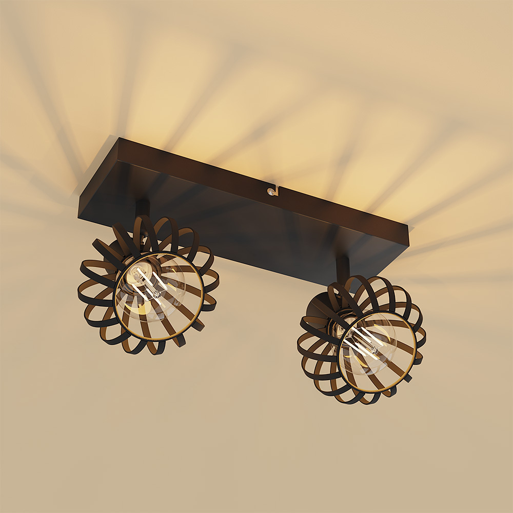HOFTRONIC™ Petal LED Plafondlamp 2 spots E14 Fitting Kantelbaar Draaibaar Zwart