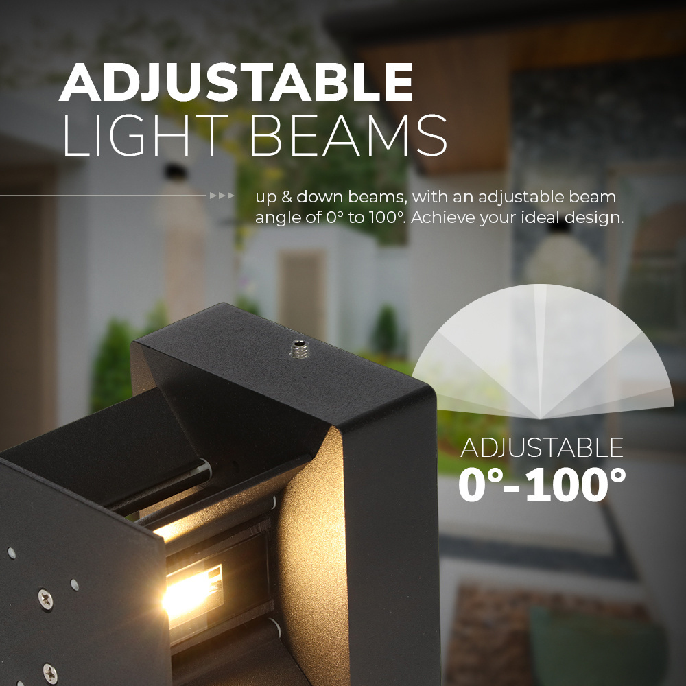 Set van 2 Kansas LED wandlampen IP65 7 Watt 3000K Up & Down light zwart voor binnen en buiten