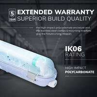 LED T8 TL armatuur IP65 120 cm 3000K 18W 2880lm 160lm/W Flikkervrij koppelbaar