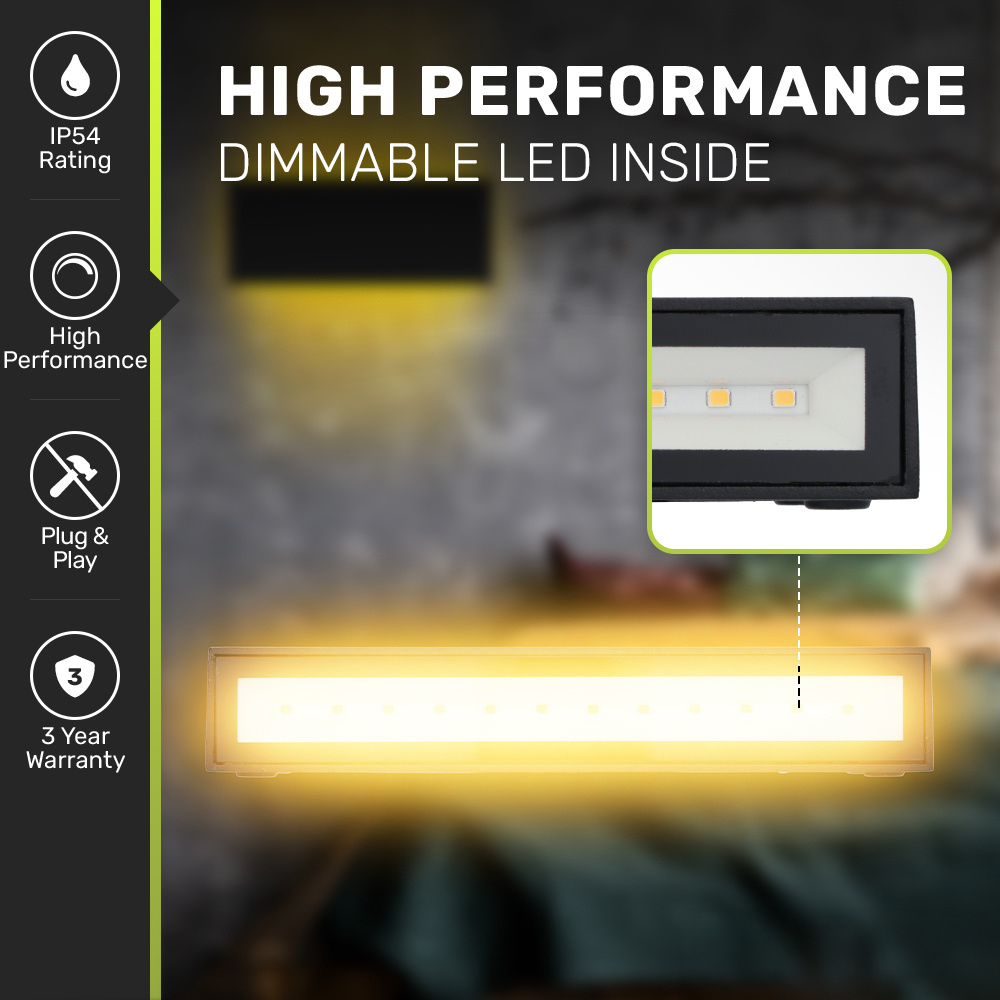 Dimbare LED Wandlamp Otis M - 10 Watt - 2700K warm wit - Up & Down light - IP54 voor binnen en buiten - Zwart voor binnen en buiten