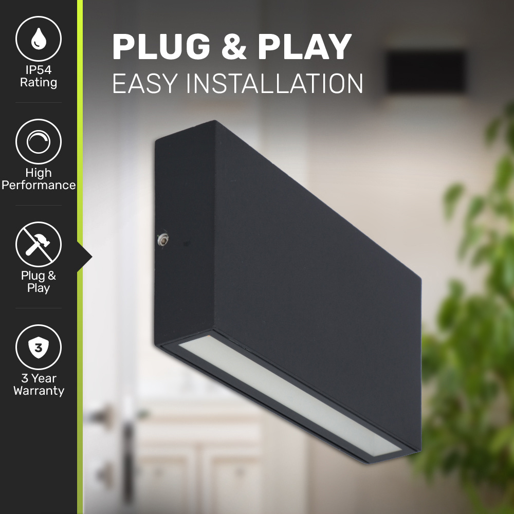 Dimbare LED Wandlamp Otis S - 7 Watt - 2700K warm wit - Up & Down light - IP54 voor binnen en buiten - Zwart voor binnen en buiten