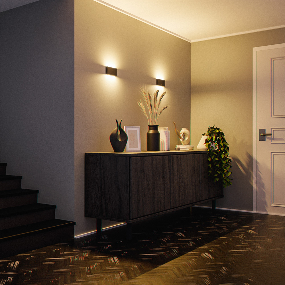 Dimbare LED Wandlamp Otis S - 7 Watt - 2700K warm wit - Up & Down light - IP54 voor binnen en buiten - Zwart voor binnen en buiten