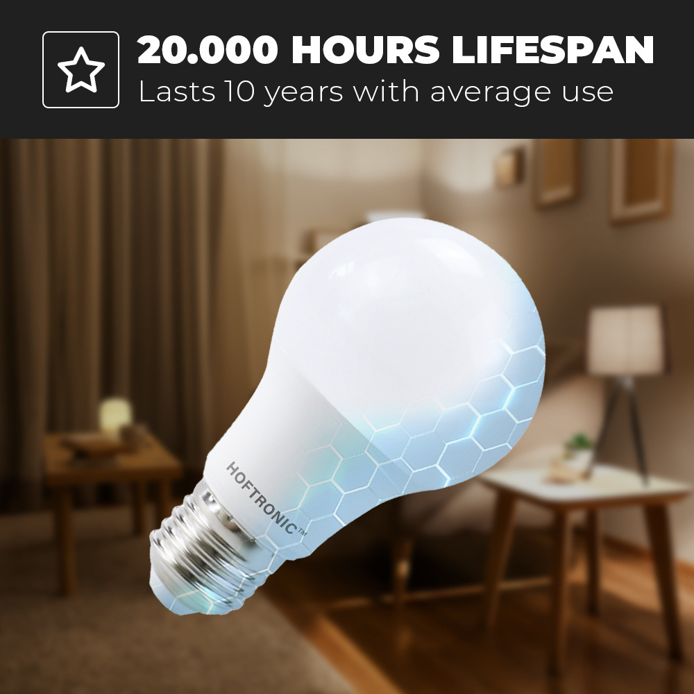 10x E27 LED Lamp - 8,5 Watt 806 lumen - 6500K Daglicht wit licht - Grote fitting - Vervangt 60 Watt