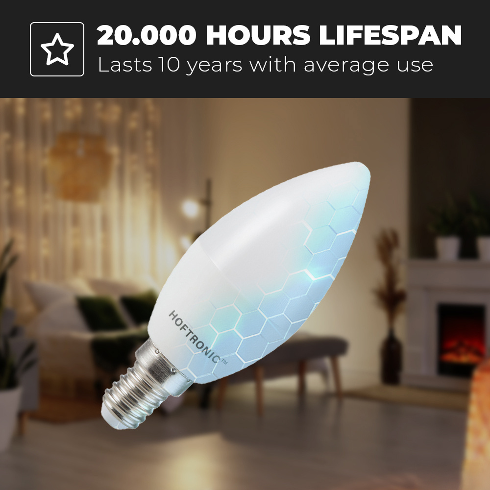 10x E14 LED Lamp - 4,8 Watt 470 lumen - 4000K neutraal wit licht - Kleine fitting - Vervangt 40 Watt - C37 kaarslamp