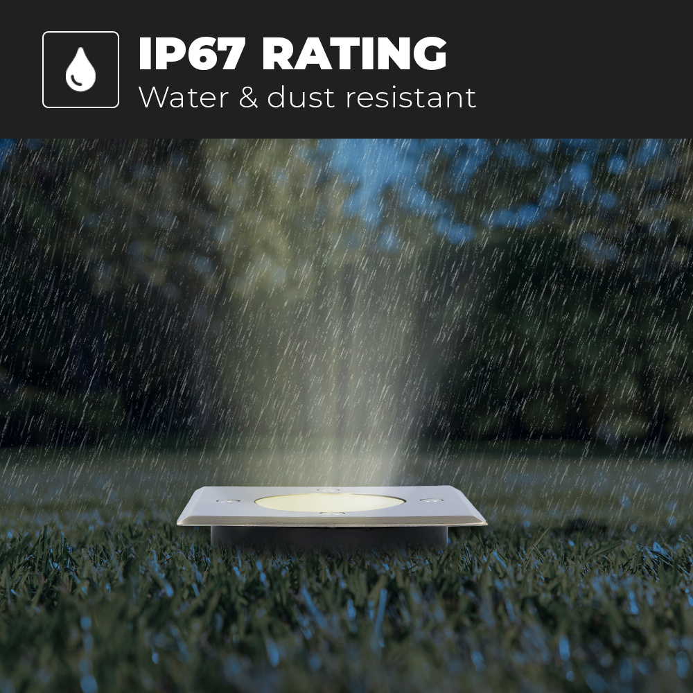 Ramsay dimbare LED grondspot - Vierkant - RVS - 2700K warm wit - 5 Watt - IP67 straal waterdicht - 3 jaar garantie Grondspot buiten 230V