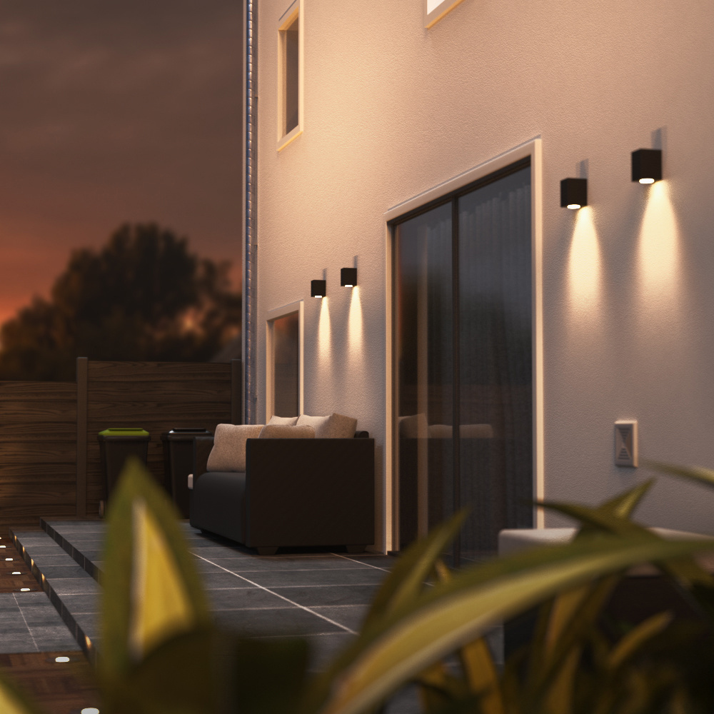 Marion - Dimbare LED wandlamp kubus - Incl. 5 Watt 2700K GU10 spot - IP65 - Zwart - Binnen en buiten - 3 jaar garantie - Kubus Lamp voor binnen en bu