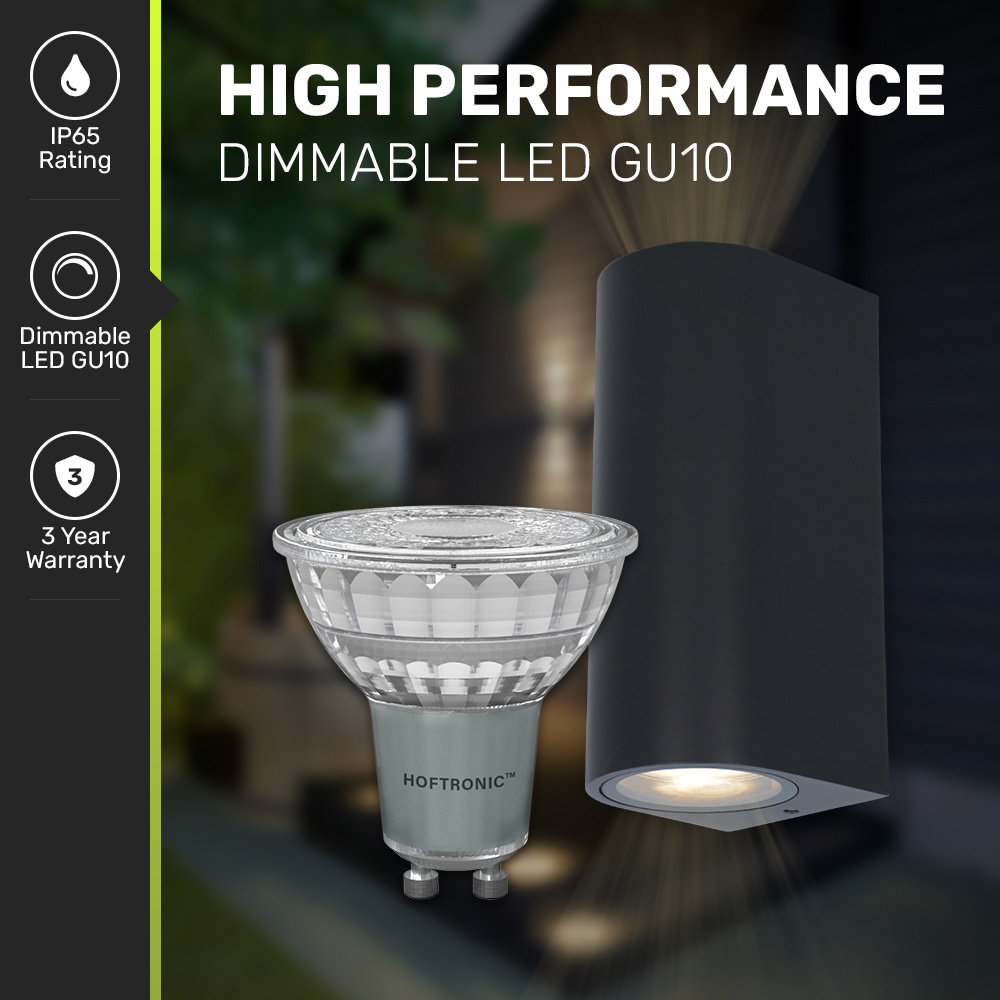 Douglas dimbare LED Wandlamp - 2700K warm wit - GU10 - Rond - Up & Down light - Zwart - IP65 voor buiten voor binnen en buiten