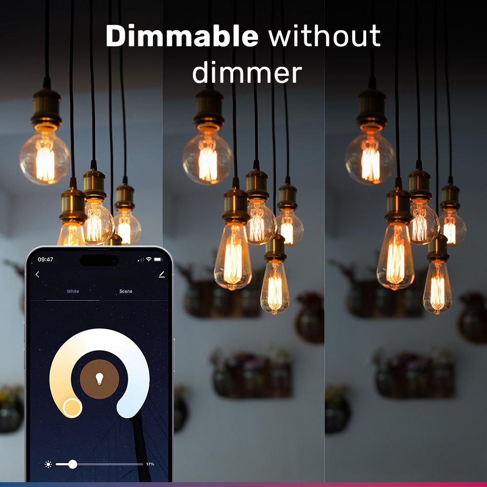 Smart E27 LED filament lamp - G95 - Wifi & Bluetooth - 806lm - 7 Watt - Warm wit tot koud wit