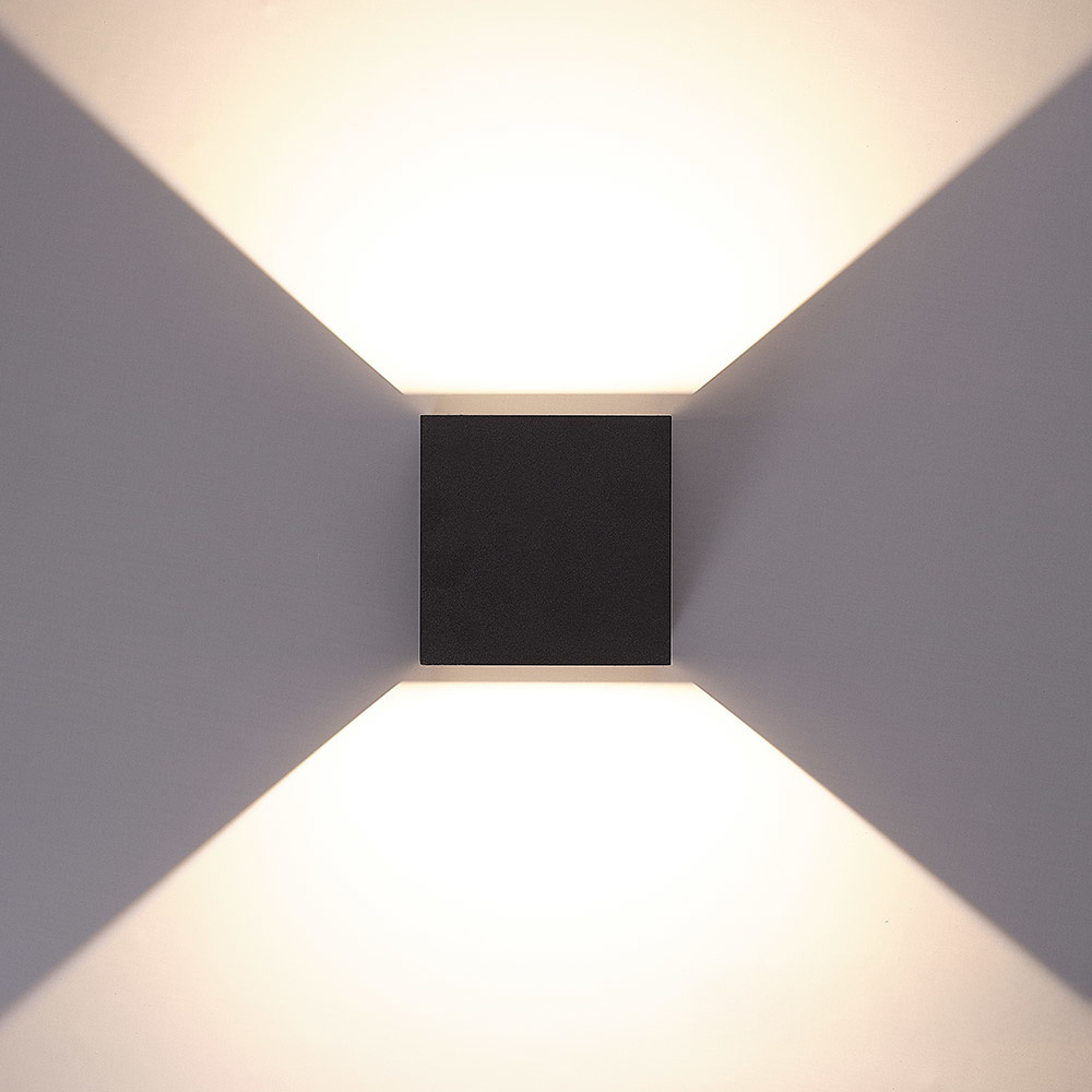 Kansas LED wandlamp XL - 20 Watt - 3000K Warm wit licht - Up & Down light - Kubus - IP65 voor binnen en buiten - zwart voor binnen en buiten