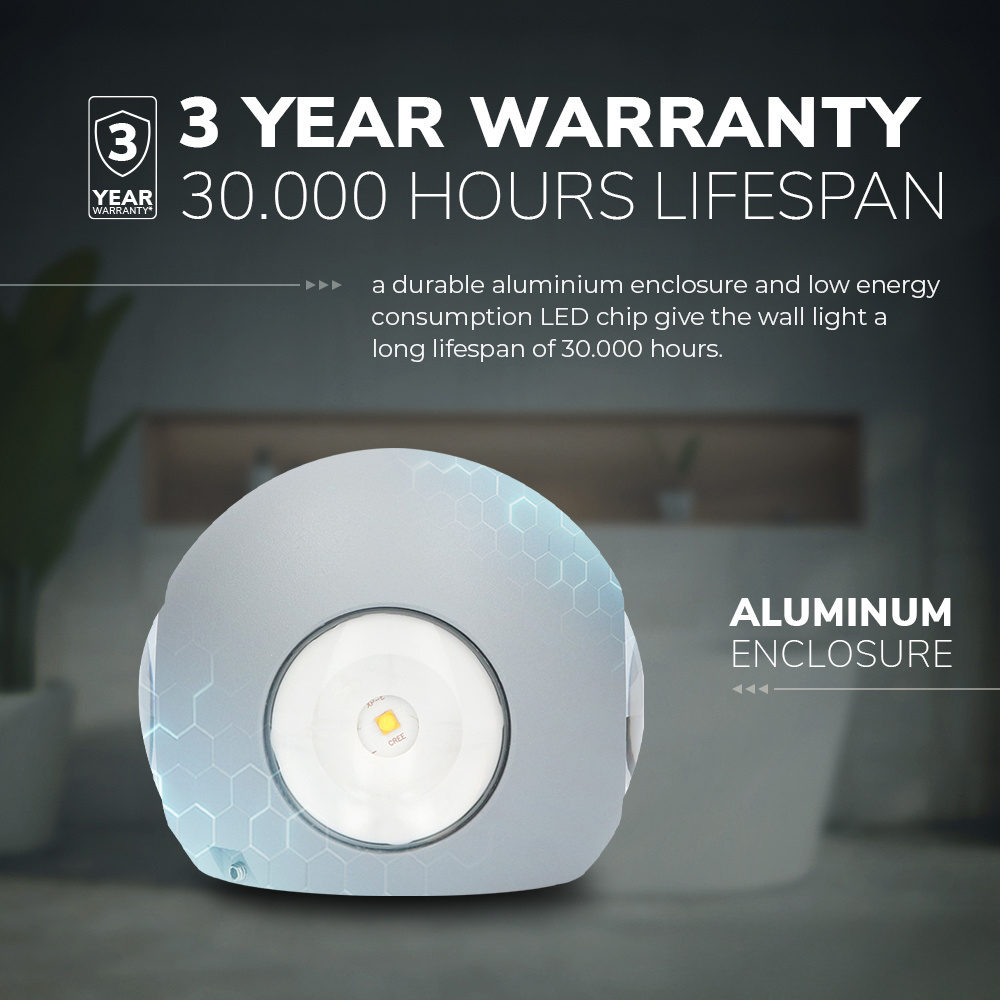 Austin LED wandlamp - 3000K warm wit - Rondom verlicht - Vierzijdig oplichtend - 4 watt - Up & down - Rond - Globe - Voor buiten en binnen - Grijs vo