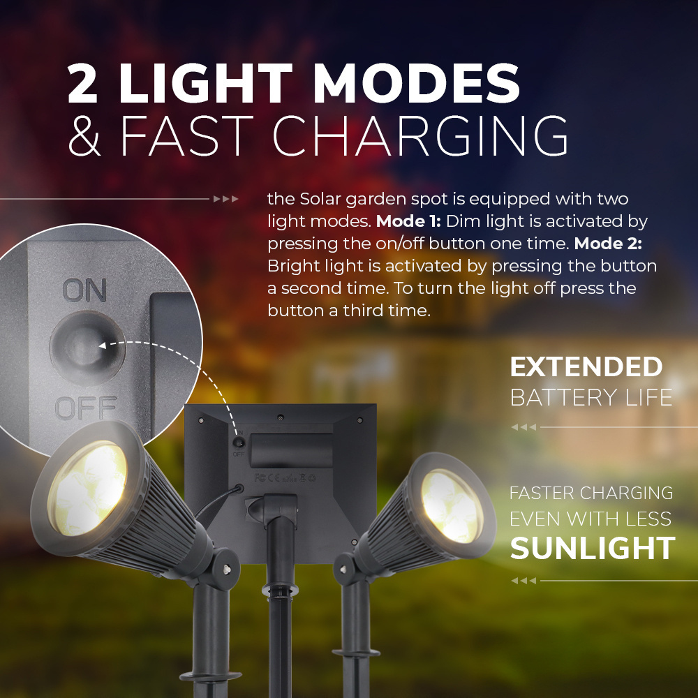 Solar LED Tuinspot Bend Duo met los zonnepaneel 3000K warm wit Prikspot - Tuin spots, spots bodem buiten