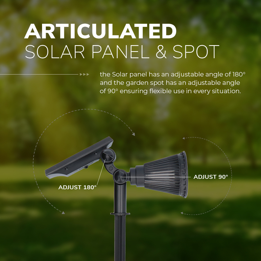 4x Solar LED Tuinspot Bend PIR met bewegingssensor 3000K warm wit Prikspot - Tuin spots, spots bodem buiten
