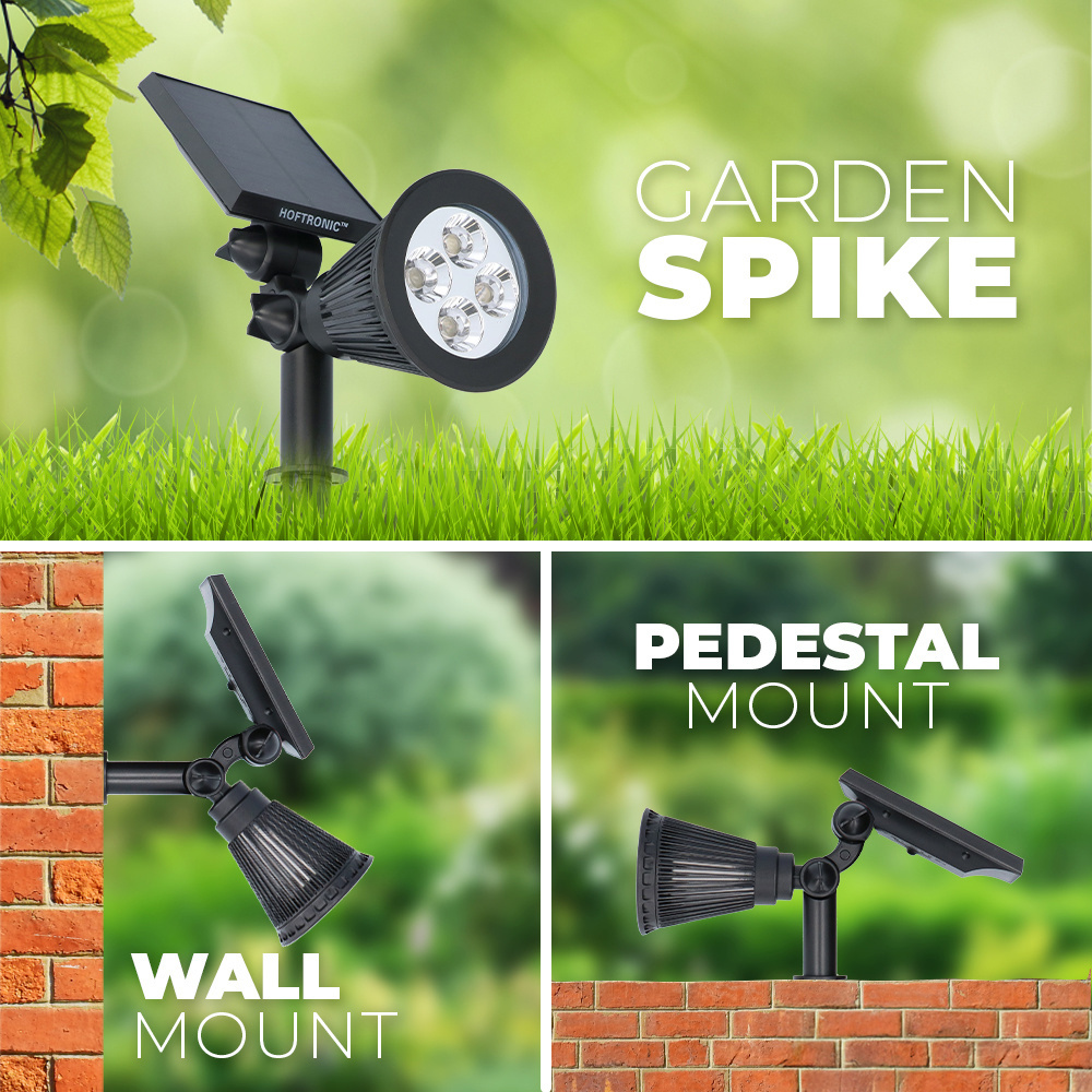 4x Solar LED Tuinspot Bend PIR met bewegingssensor 3000K warm wit Prikspot - Tuin spots, spots bodem buiten