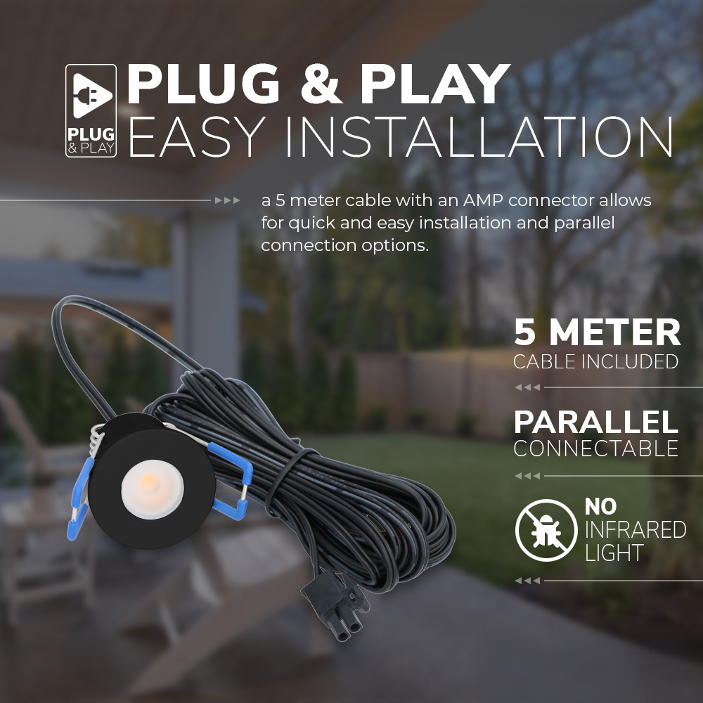 Milano - 4x inbouwspots veranda - Dimbaar LED - Complete set met afstandsbediening - Plug & Play - 12 Volt 3 watt - 2700K 200 lumen - IP65 waterdicht